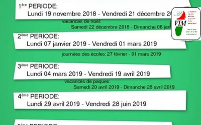 Calendrier Scolaire 2018-2019